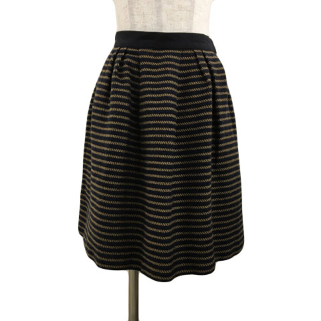 Lanvin on Blue en Bleu Skirt Fmini Wool Tweed Tuck Border 36 Black  