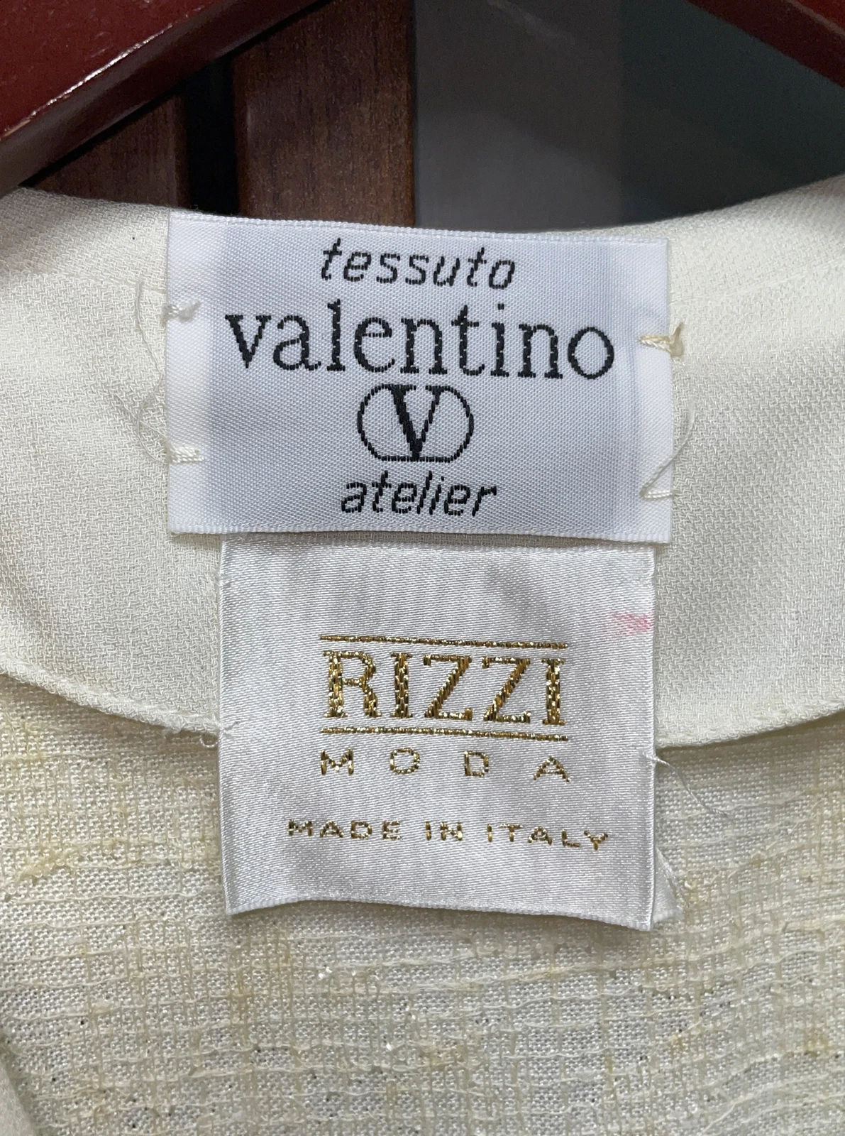 Abito Valentino Tessuto Atelier Vintage anni '80 retrò lavorato a maglia crema *così com'è*