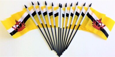 12 Pack 4x6 Inch Brunei Small Miniature Stick Desk & Little Table Flags