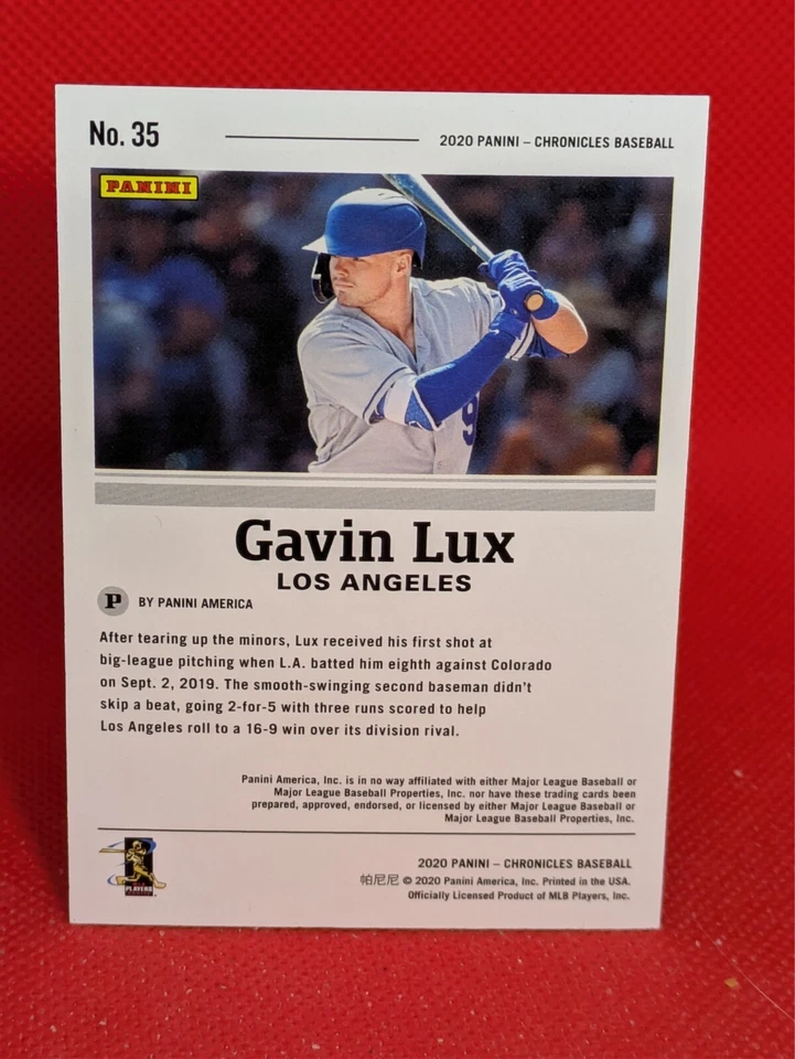 2020 Panini Chronicles Gavin Lux #35 Rookie RC YELLOW ***9/10*** - Image 2 of 2