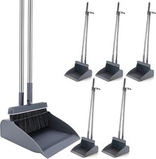 Broom and Dustpan Set (48-inch long handle with stand-up dustpan combo set)