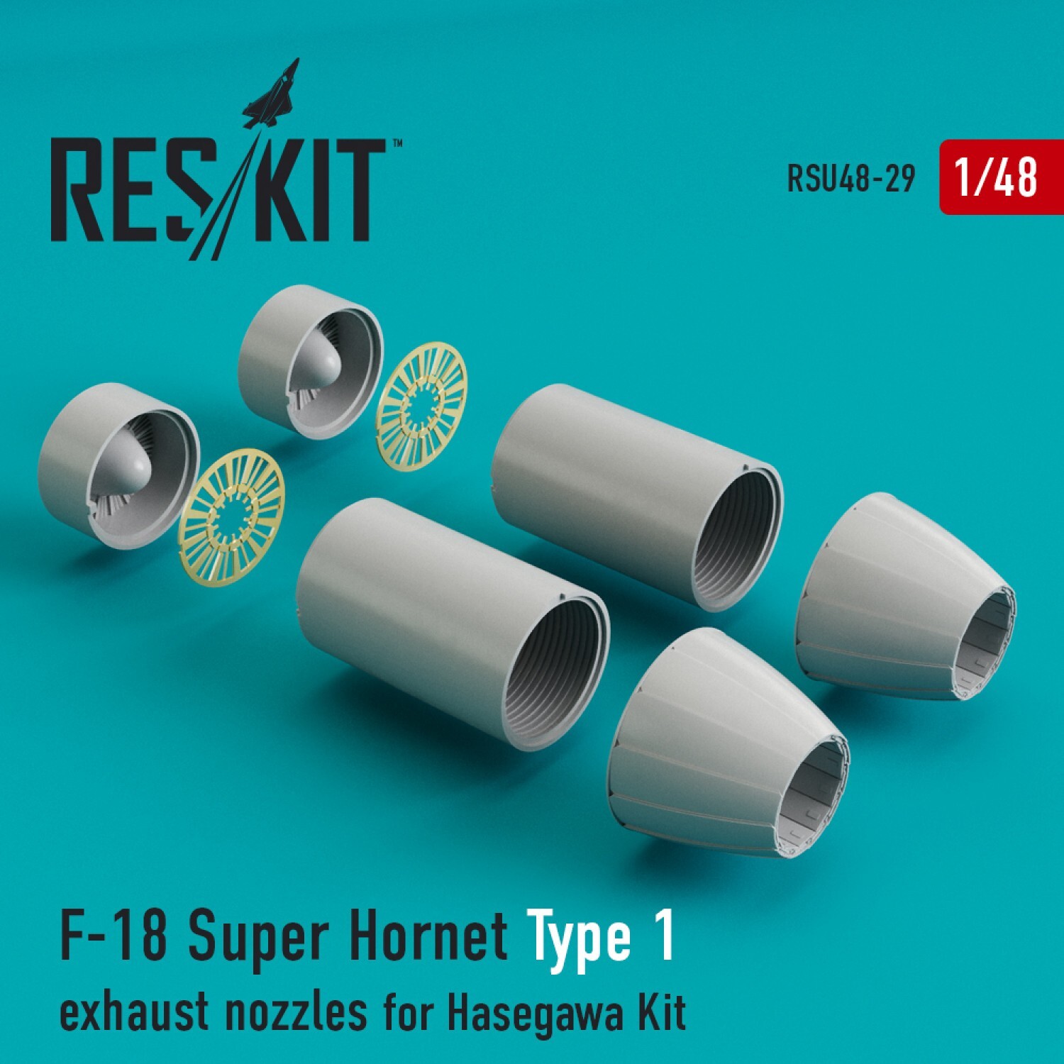 ResKit RSU48-0029 1:48 F/A-18 Super Hornet type1 exhaust nozzles forHasegawa kit