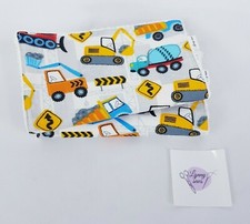 Baby Burp Cloths x2 Pack Construction Print Trucks Toweling Backed Handmade New