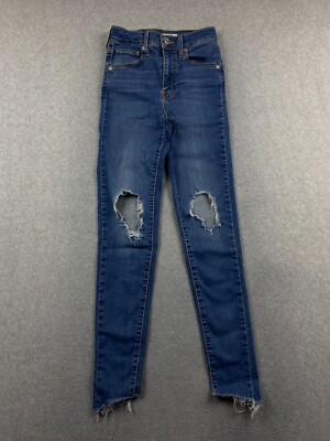 Levi's Women's Size 24 w24 Blue Denim Red Tab Distressed Mile High