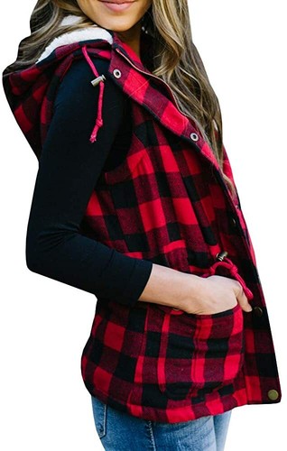 Winter Buffalo Plaid Jacket Vest 