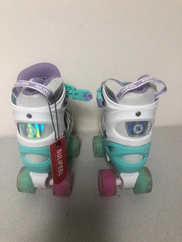 Sulifeel Rainbow Unicorn Sz 10C-13C Adjustable Light up Roller Skates 