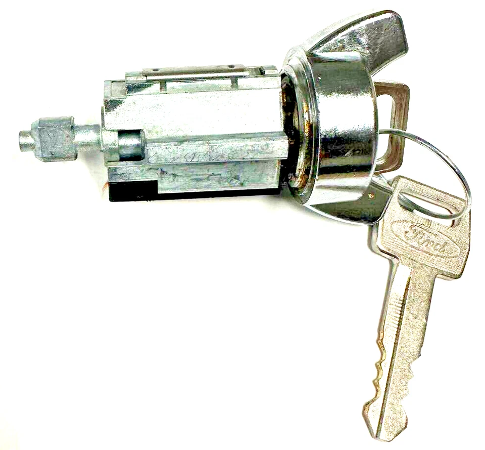 INTERRUPTOR DE IGNIÇÃO CROMADO CILINDRO DE TRAVA DE CHAVE COM 2 CHAVES DE LOGOTIPO OVAL FORD OEM 42-406 - Imagem 2 de 3