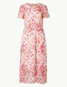 floral print waisted midi dress