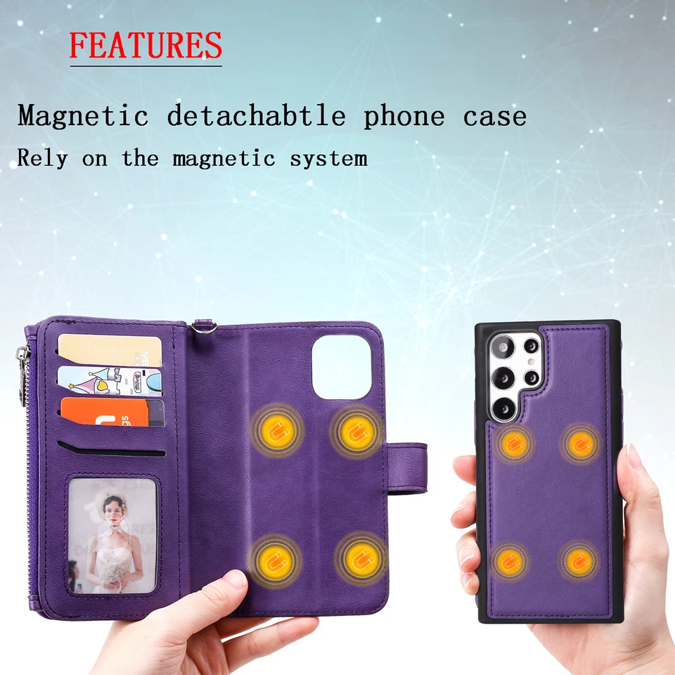 For iPhone 16 15 14/13/12/11 Pro Max SE3 Luxury Retro Leather Wallet Phone Case - Image 3 of 4