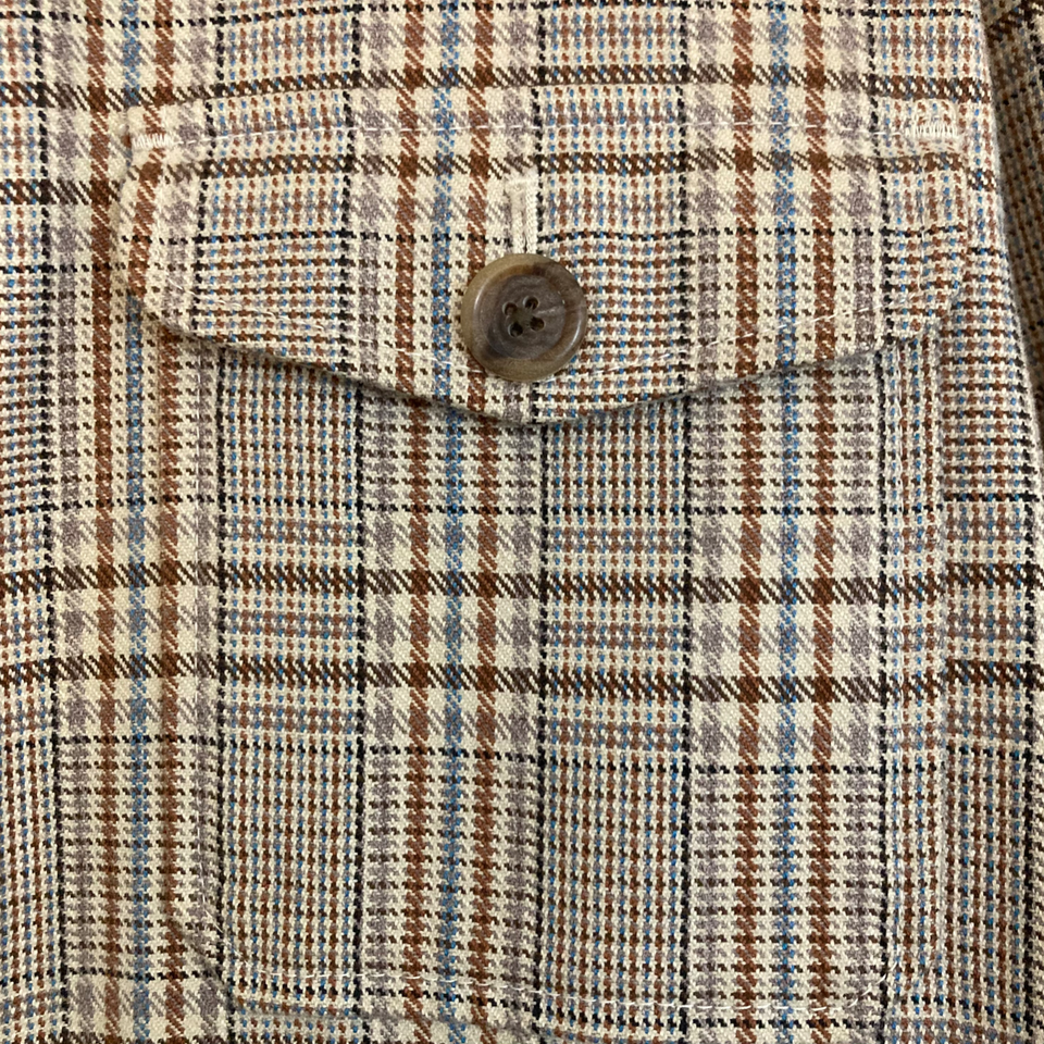 Vintage J CREW Glen Plaid Zip Up Jacket Mens Size M Cotton Brown