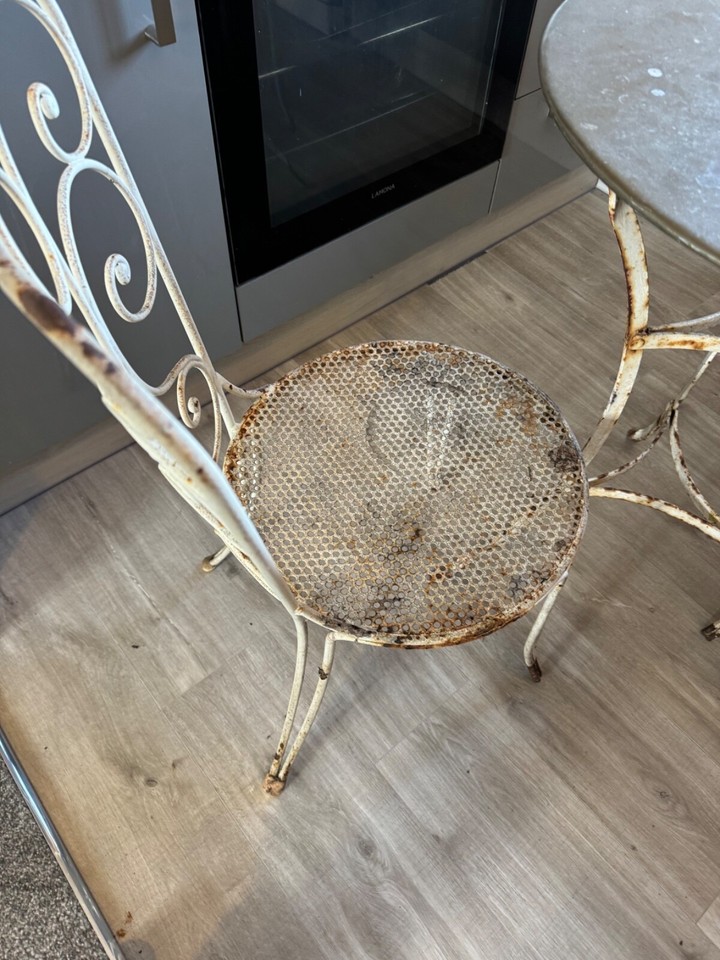 Vintage Wrought Iron Garden Set With 2 chairs and a table eBay