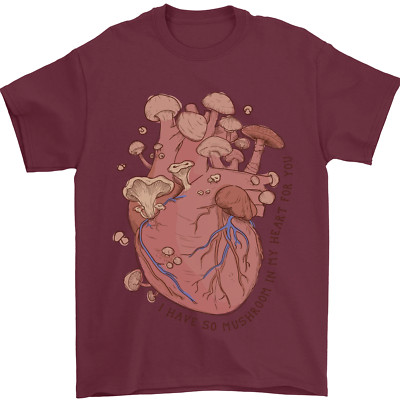 Pilz Herz Nahrungssuche Mykologie Herren T-Shirt 100% Baumwolle