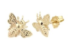 Solid 14k Gold 3D Tiny Golden Bee Earrings, Studs, Endless Hoop, Or French Ho...