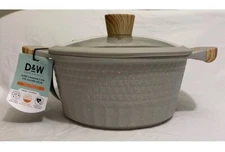 D&W Deane & White 4.5qt Premium Casserole Stock Pot W/Lid-Shiny Sand NWT