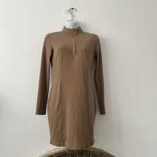 Naanaa long sleeve zipper brown dress 10