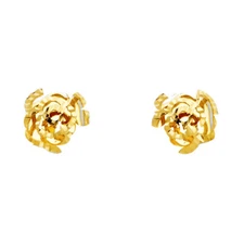 Ioka - 14K Yellow Gold Open Rose Flower Stud Push Back Earrings