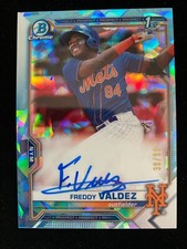 2021 Bowman Sapphire FREDDY VALDEZ 1st Rookie AQUA REFRACTOR AUTO #/99 Chrome RC
