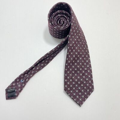 Parsley Tie Burgundy  Geometrics  Solid Silk 60 x 3.5 Silk Woll Blend 