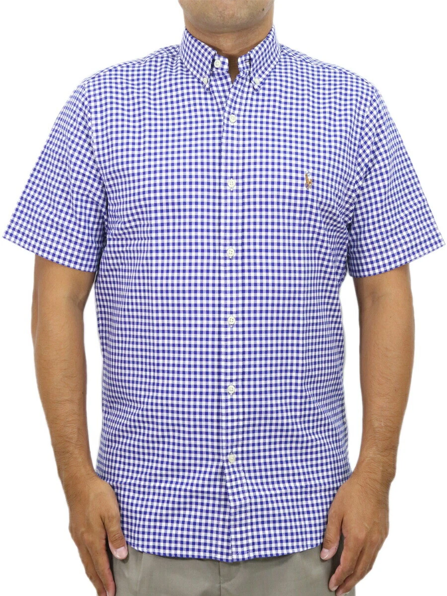Polo Ralph Lauren Slim Fit Short Sleeve Button-Down Shirt - Gingham Blue, White