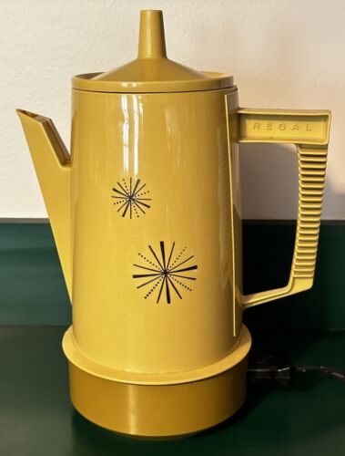 Regal Poly Perk Coffee Pot Gold Starburst Electric Percolator 4-8 Cup VIDEO - 第 1/18 張圖片