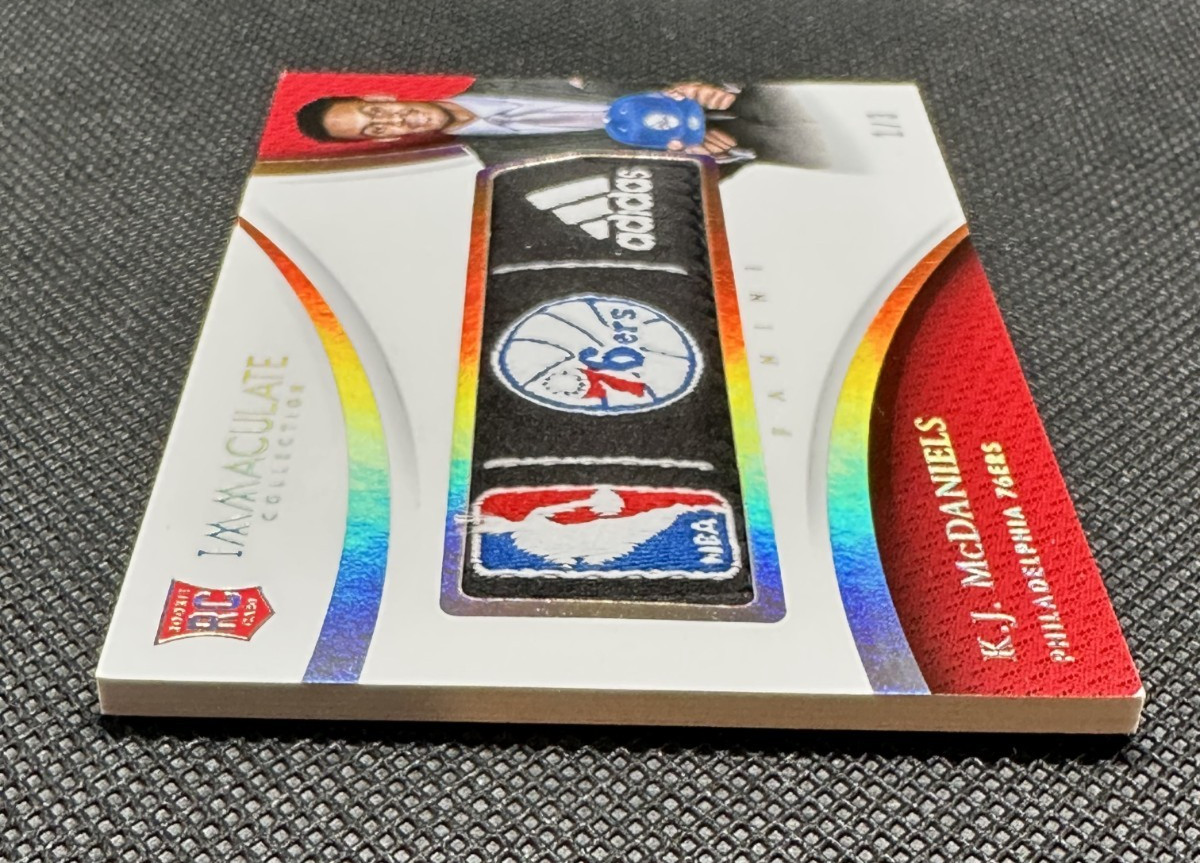 2014 Immaculate PLAYER CAPS LOGOMAN 76ers TEAM LOGO HAT PATCH K McDaniels #'d /3 view 9