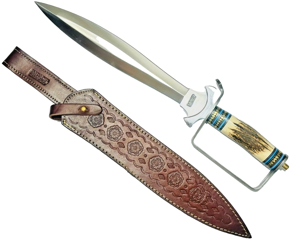 Cubiertos de impacto hechos a medida cuchillo de hoja de punta de lanza 20" daga cuchillos hechos a mano Foto 2 de 4