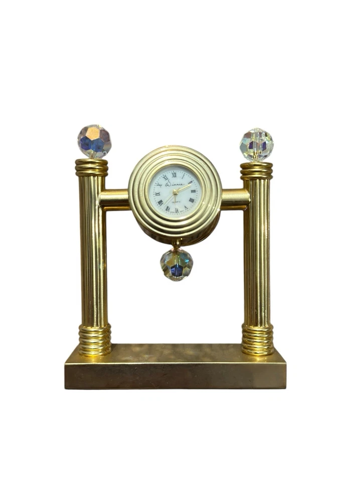 Reloj Escritorio Elgin Tono Dorado Color Dorado Portátil Cuarzo Suizo Diseño París Foto 2 de 3