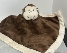 Tiddliwinks Brown Cream Monkey Soft Velour Lovey Security Blanket 14" x 14"