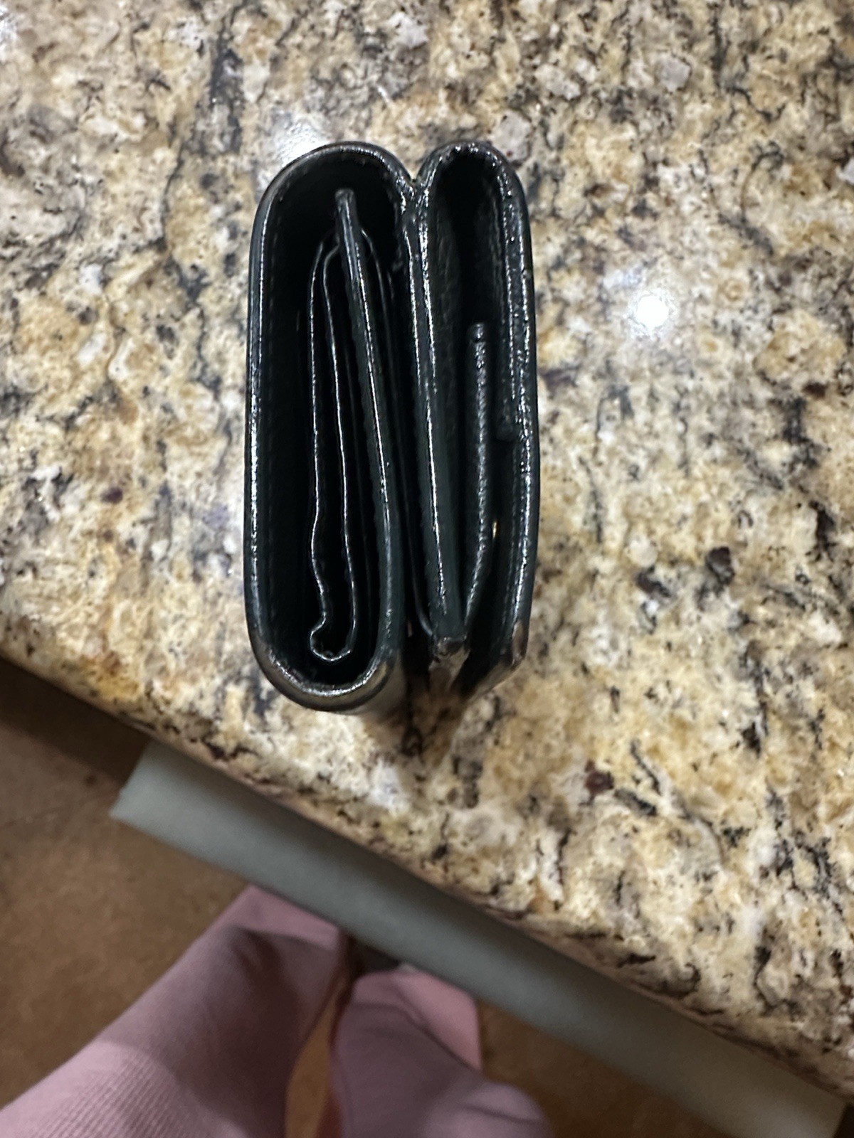 YSL Saint Laurent Dark Green Or Black Compact Wallet with Box - Coin Holder