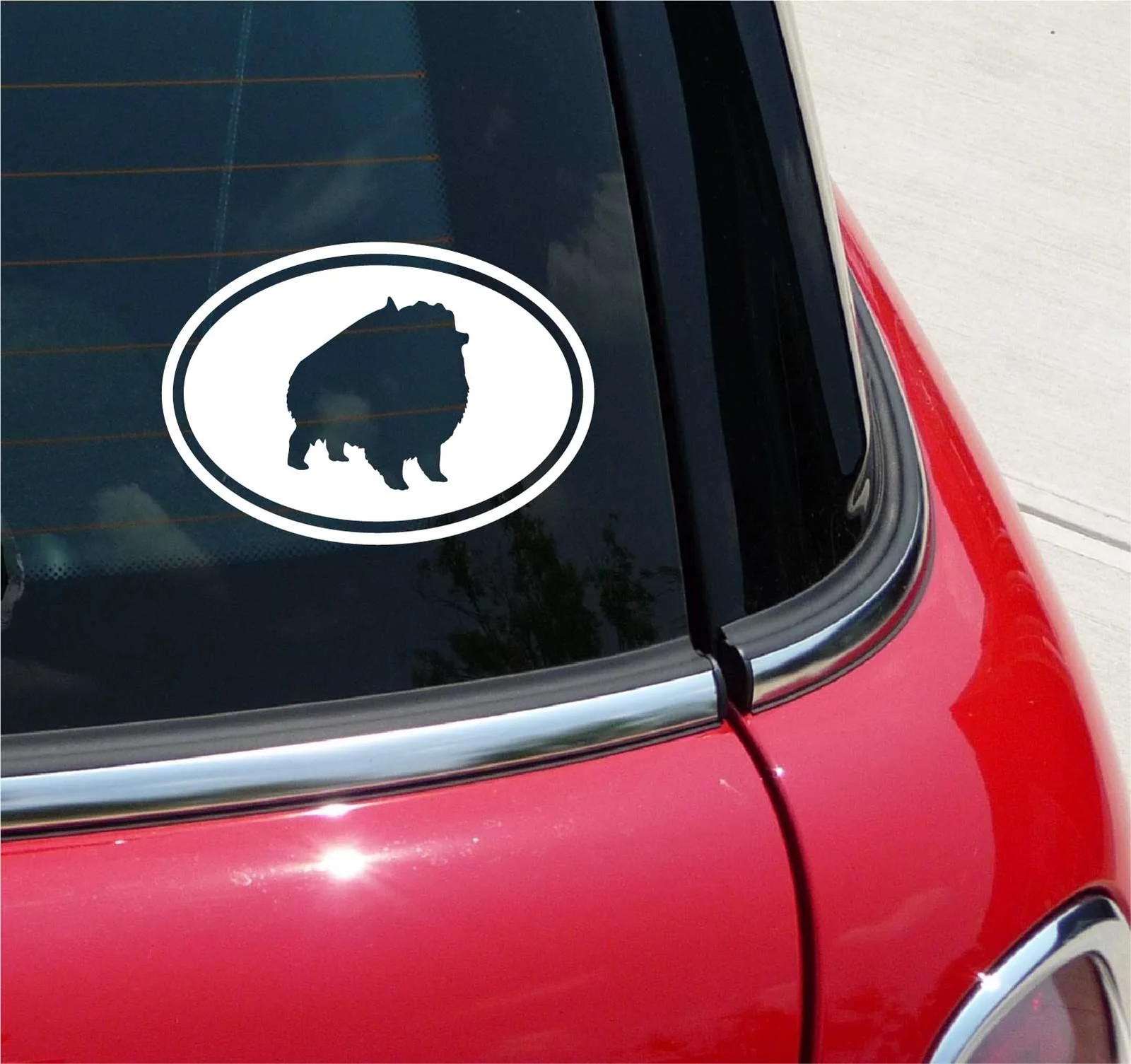 Euro Pomeranian Poms Dog Graphic Decal Sticker Car NOT Two Colors