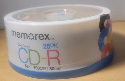 Memorex Cool Colors Recordable CD-R  25 Pack 52X 700 MB 80 Min NEW & SEALED 