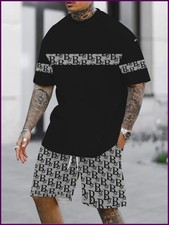 2025 Summer new men's set 3D printed men's short sleeve shorts Set Summer Casual