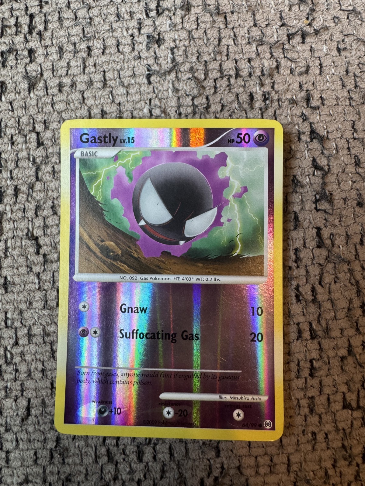 2009 Pokemon Platinum Arceus 64/99 Gastly Reverse Holo NM Rare Card Vintage