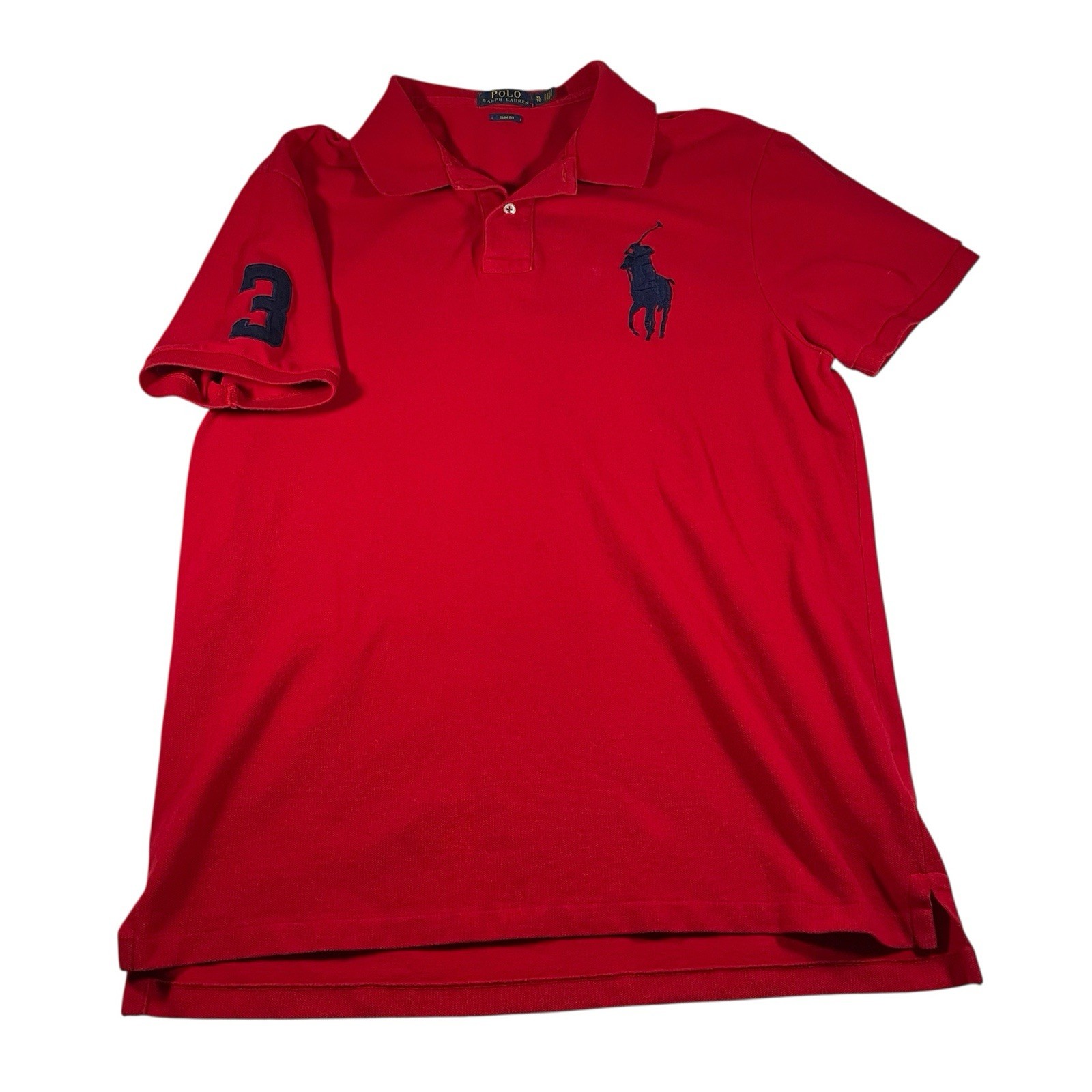 Polo Ralph Lauren Big Pony Camicia XL Slim Fit Uomo Rossa 3 Logo Casual Ricamata