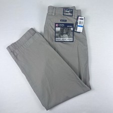 Chaps Mitchell Mens 36x30 Relaxed Fit Flat Front Tan Khaki Pants Twill 2 Ply New