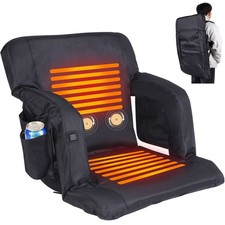Heated Stadium Seat for Bleachers Portable Winter Stadium Chair w/ Back Support