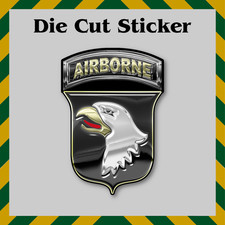 101st Airborne Patch Sticker, Chrome Look, Waterproof Die-Cut Vinyl Decal