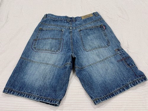 Vtg BKLYN Brooklyn Xpress Mens 34 Blue Jean Baggy Denim Jorts Y2K Hip Hop Shorts - Picture 3 of 13