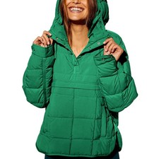 Womens Hooded Cotton Padded Jacket Winter Warm Quilted Coat Casual Outerwear