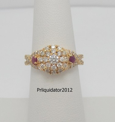 1CT Natural Diamond & Ruby Anniversary Engagement Wedding Ring 14K Rose Gold