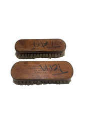 Vintage Landesman Bros 100 Horsehair Shine Polishing Shoes Brush Tan Set of 2