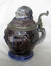 ALT Humpen Bierkrug Figurenkrug Mönch Westerwald um 1900 Krug Zinn Sammelkrüge