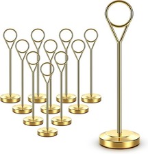 16pc Gold Table Number Holders, 6" Stable Metal Place Card Stands, Non-Slip