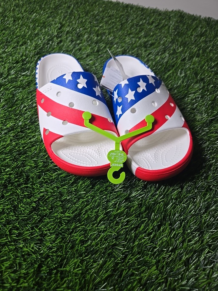 Crocs Men and Women's Classic American Flag Slide V2 Multi-Sizes M7/W9