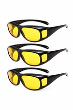 3 Night Driving Glasses HD Anti Glare Vision Polarized Yellow Lens Tinted Unisex