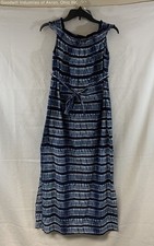 Michael Kors Blue Shibori Tie Dye Smocked Off Shoulder Maxi Dress Sz M
