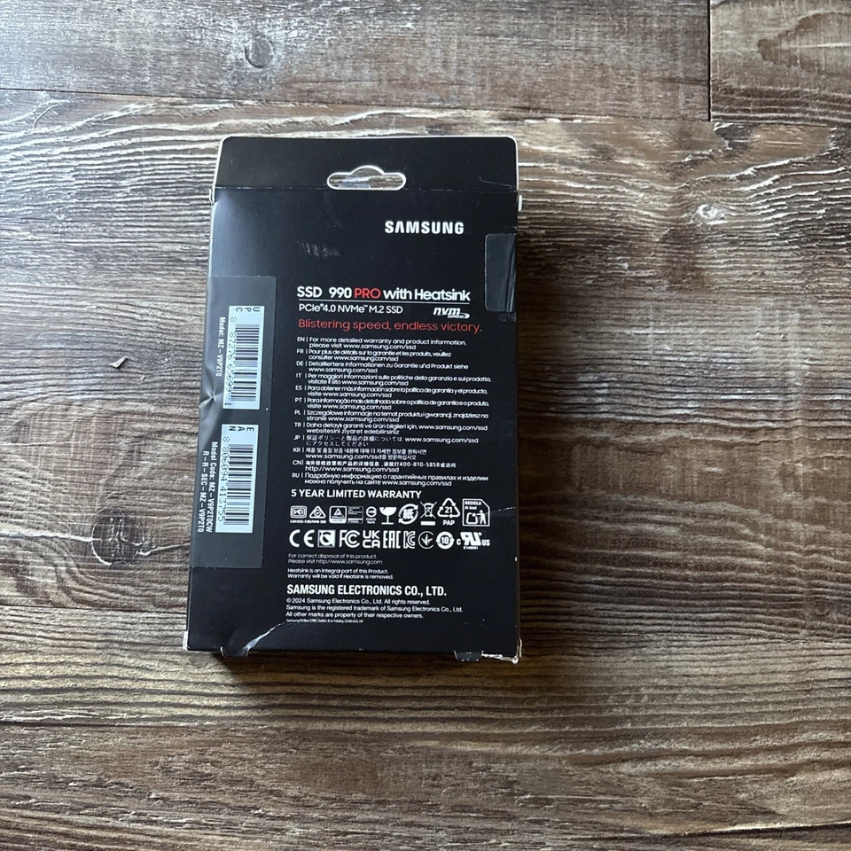NEW MZ-V9P2T0CW SAMSUNG 990 PRO W/Heatsink 2TB M.2 NVME PCIE4.0 VNAND SSD - Image 2 of 3