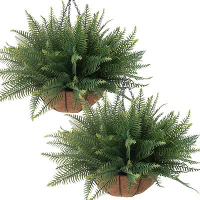 Fake Ferns Hanging Baskets,2Pcs Artificial Hanging Plants Outdoor, 2 Hanging Pla