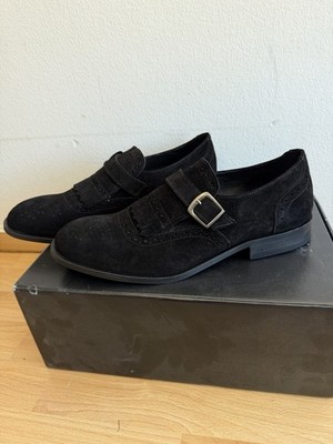 GIROTTI Fabiano Monk Strap Schuhe Gr 43 Schwarz Wildleder Kiltie Fransen NEU OVP