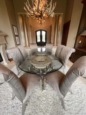 Drexel Heritage Corbel Collection Glass Top Dining Table + 8 Chairs Set